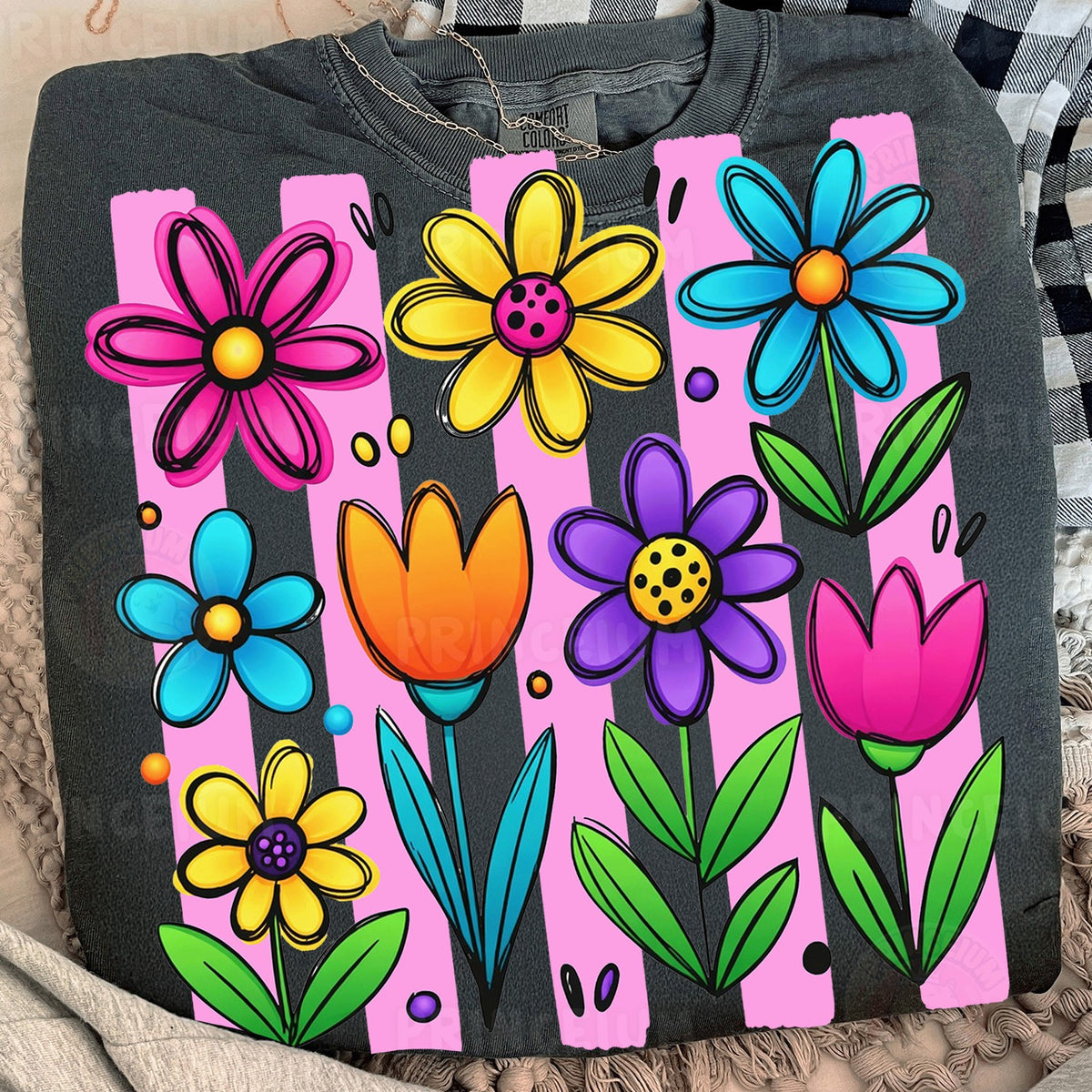Bright Hand-Drawn Spring Flowers
