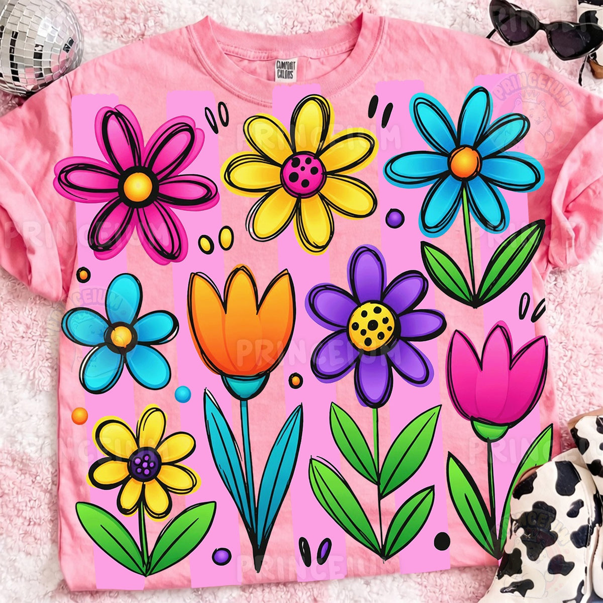 Bright Hand-Drawn Spring Flowers