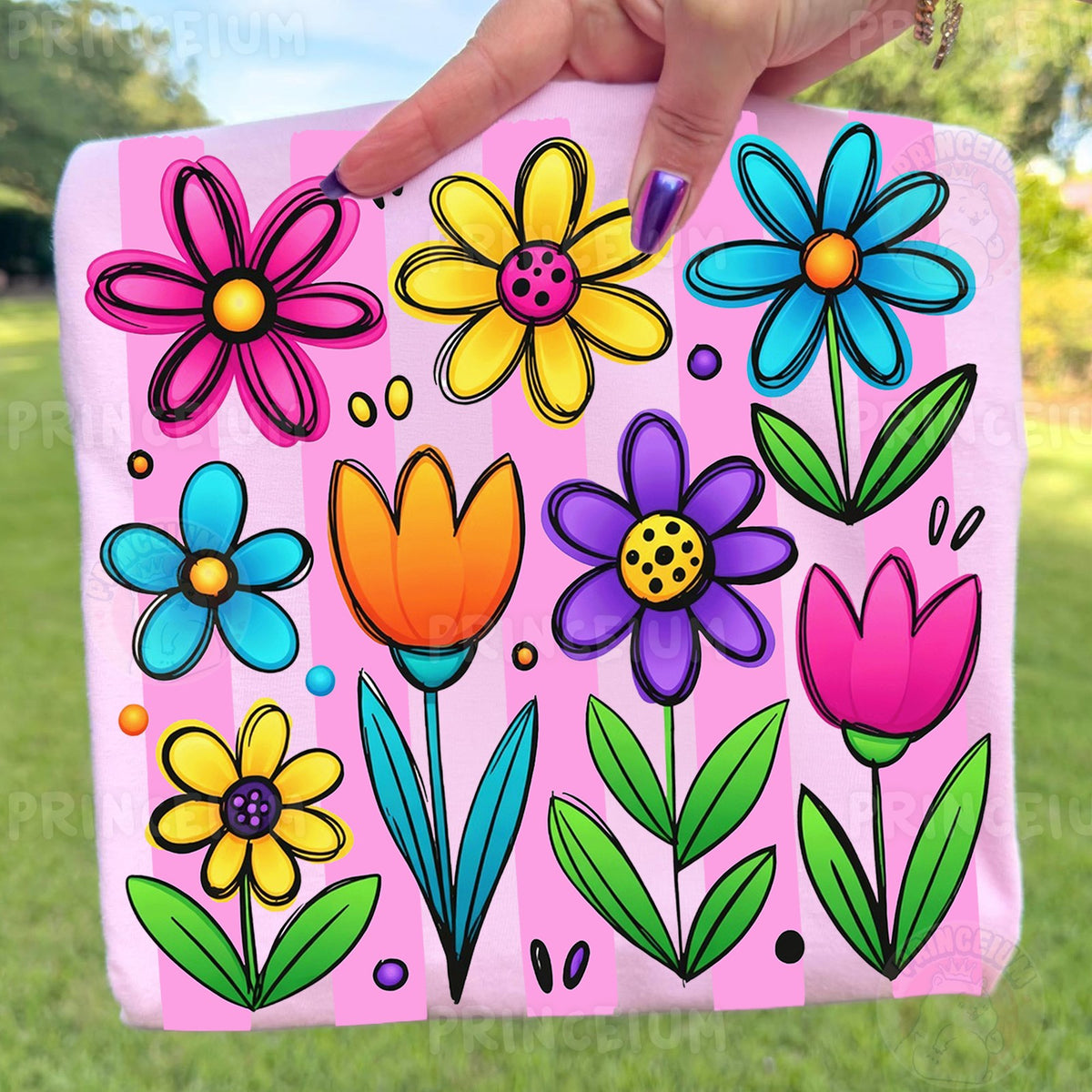 Bright Hand-Drawn Spring Flowers