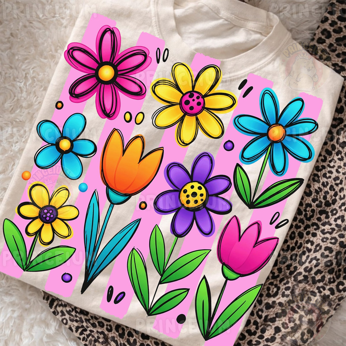 Bright Hand-Drawn Spring Flowers