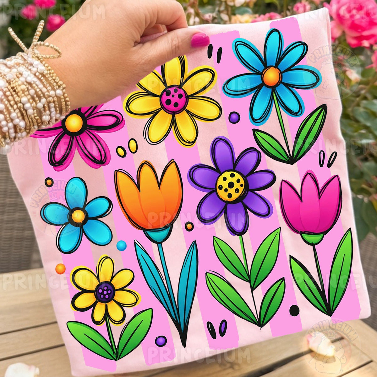 Bright Hand-Drawn Spring Flowers