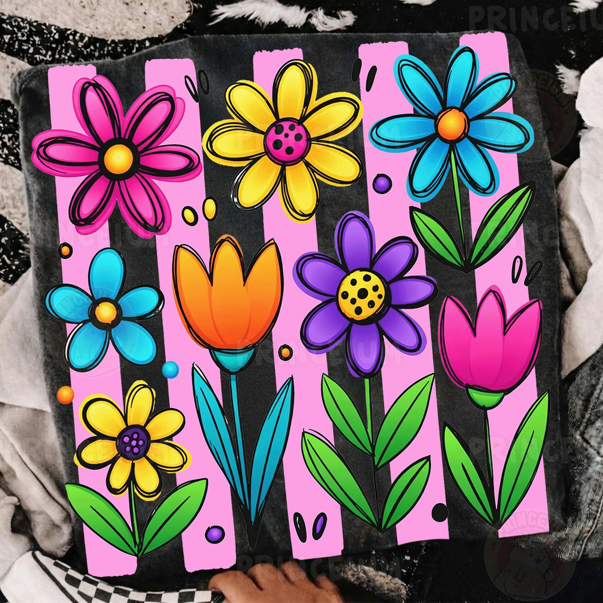 Bright Hand-Drawn Spring Flowers
