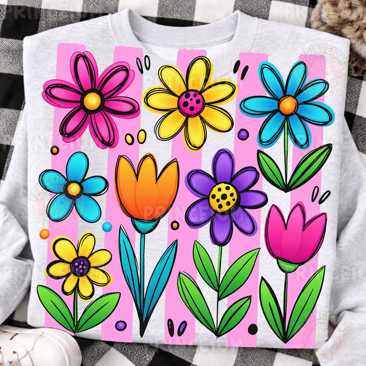 Bright Hand-Drawn Spring Flowers