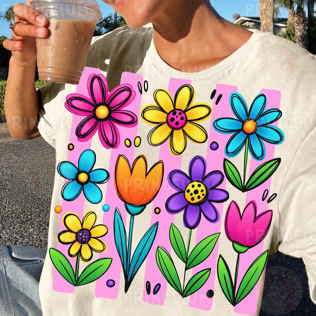 Bright Hand-Drawn Spring Flowers
