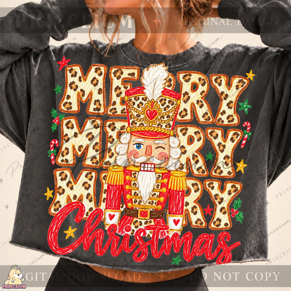 Leopard Print Nutcracker Christmas PNG Merry Christmas Design | Digital Download