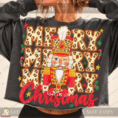 Leopard Print Nutcracker Christmas PNG Merry Christmas Design | Digital Download