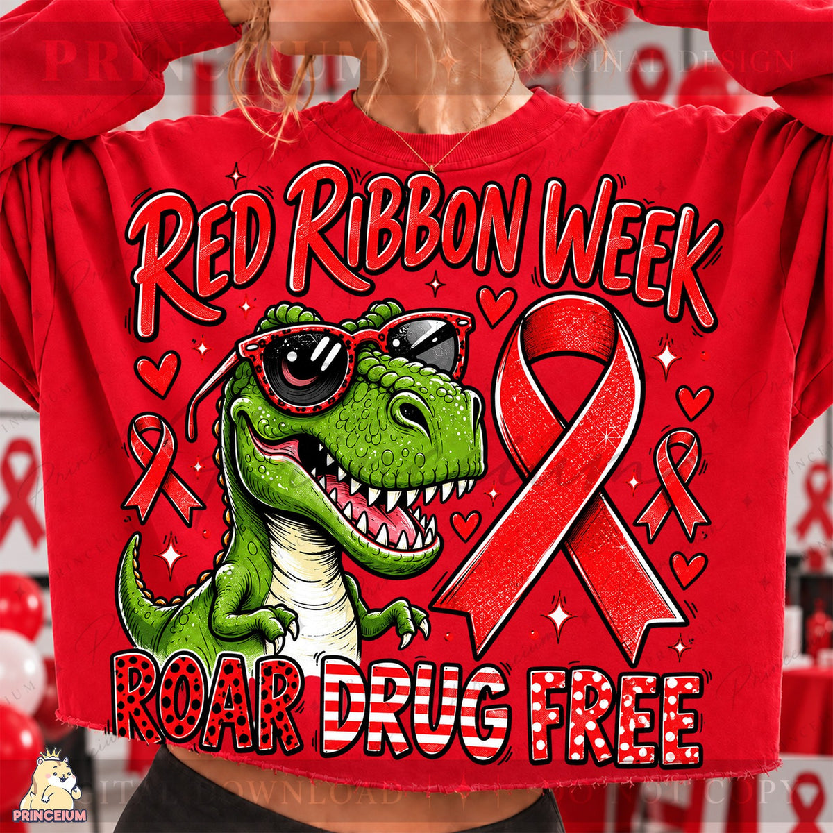 Red Ribbon Week Dinosaur Roar Drug Free