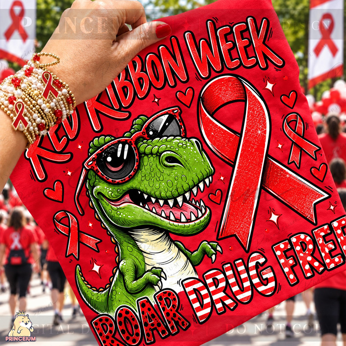 Red Ribbon Week Dinosaur Roar Drug Free