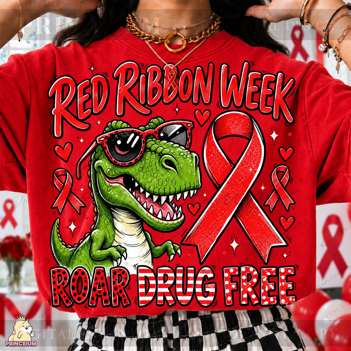 Red Ribbon Week Dinosaur Roar Drug Free