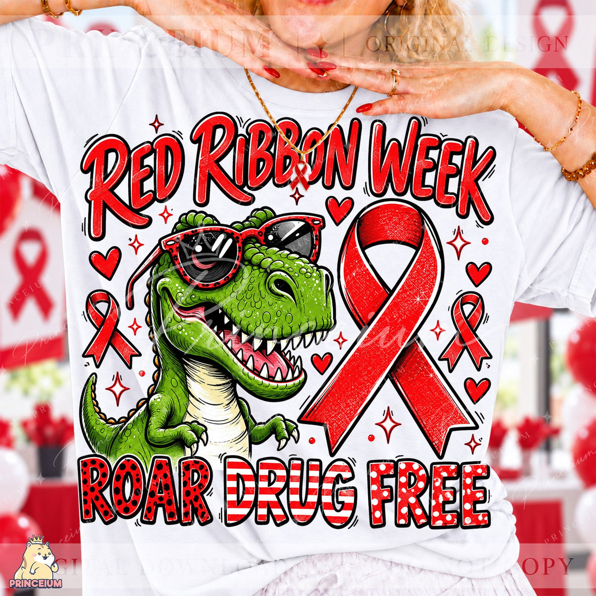 Red Ribbon Week Dinosaur Roar Drug Free