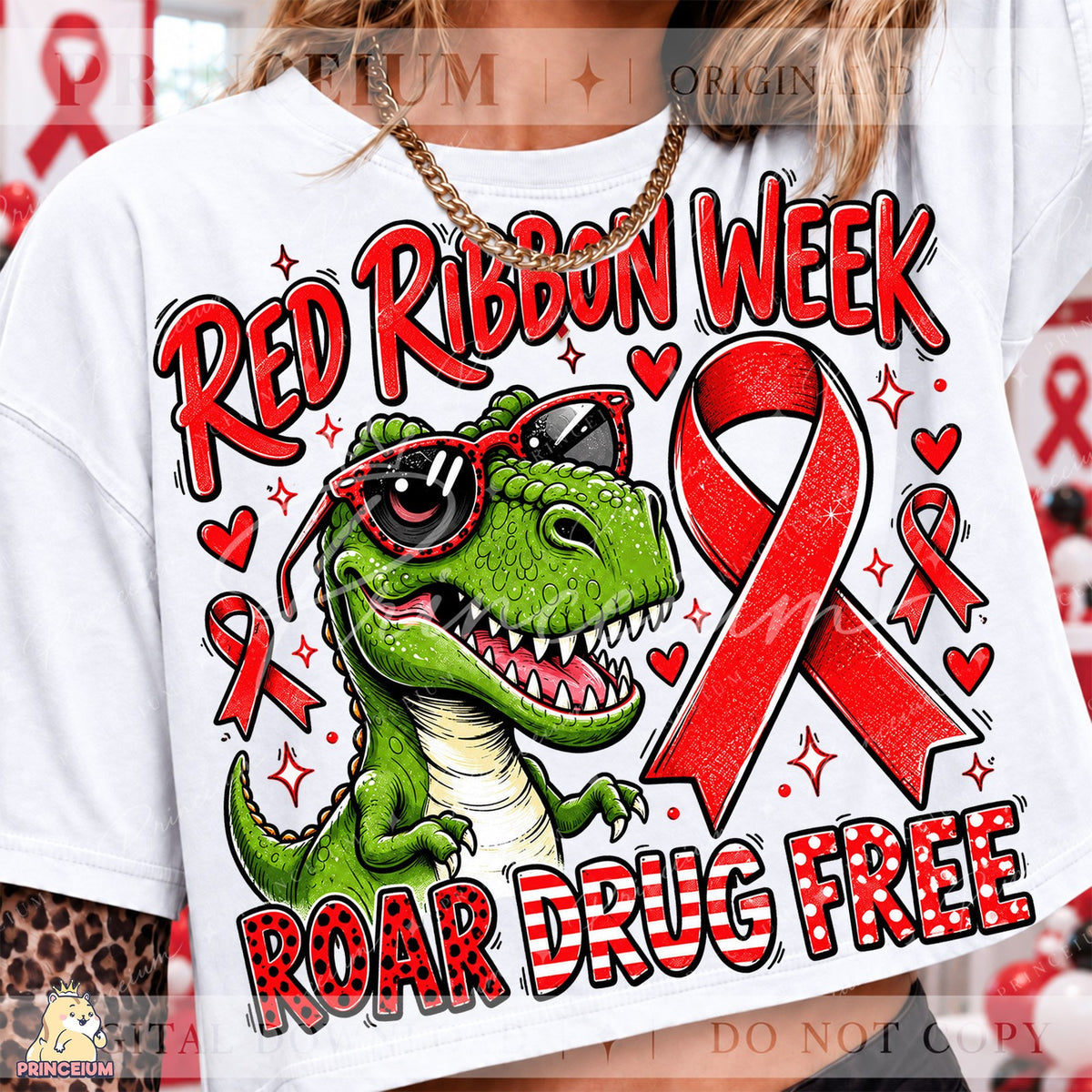 Red Ribbon Week Dinosaur Roar Drug Free