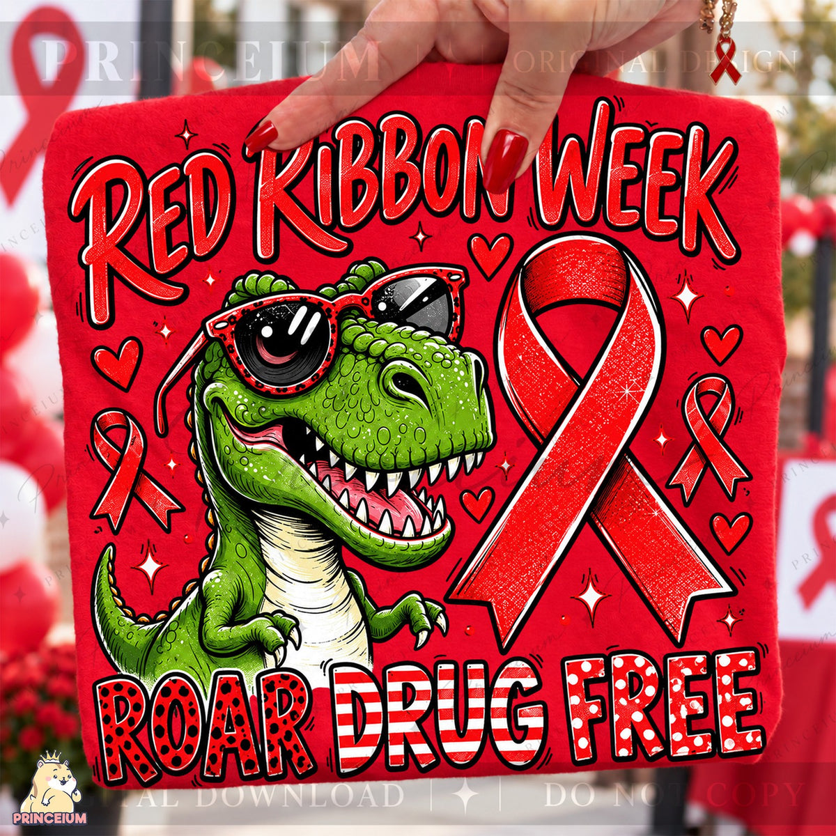 Red Ribbon Week Dinosaur Roar Drug Free