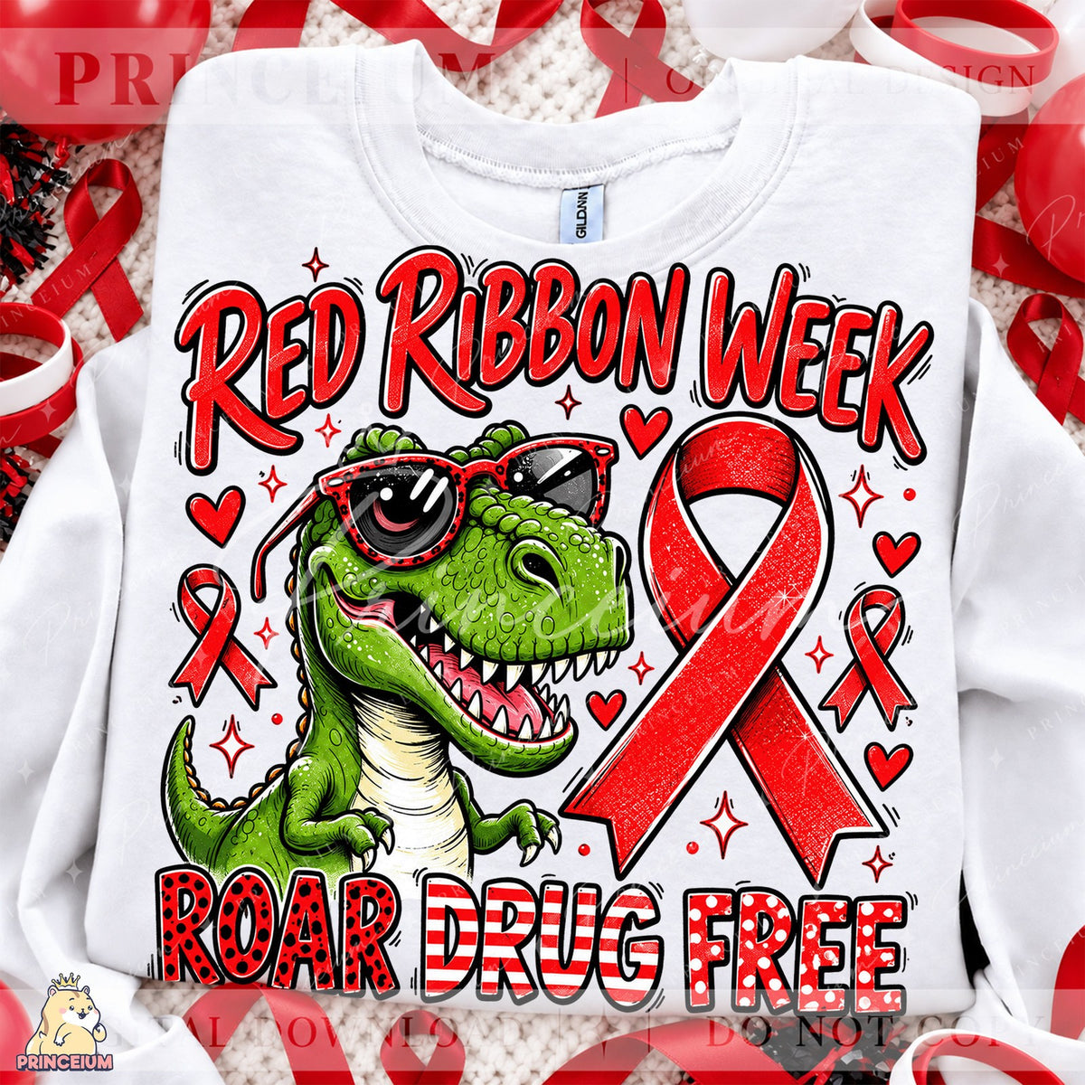 Red Ribbon Week Dinosaur Roar Drug Free