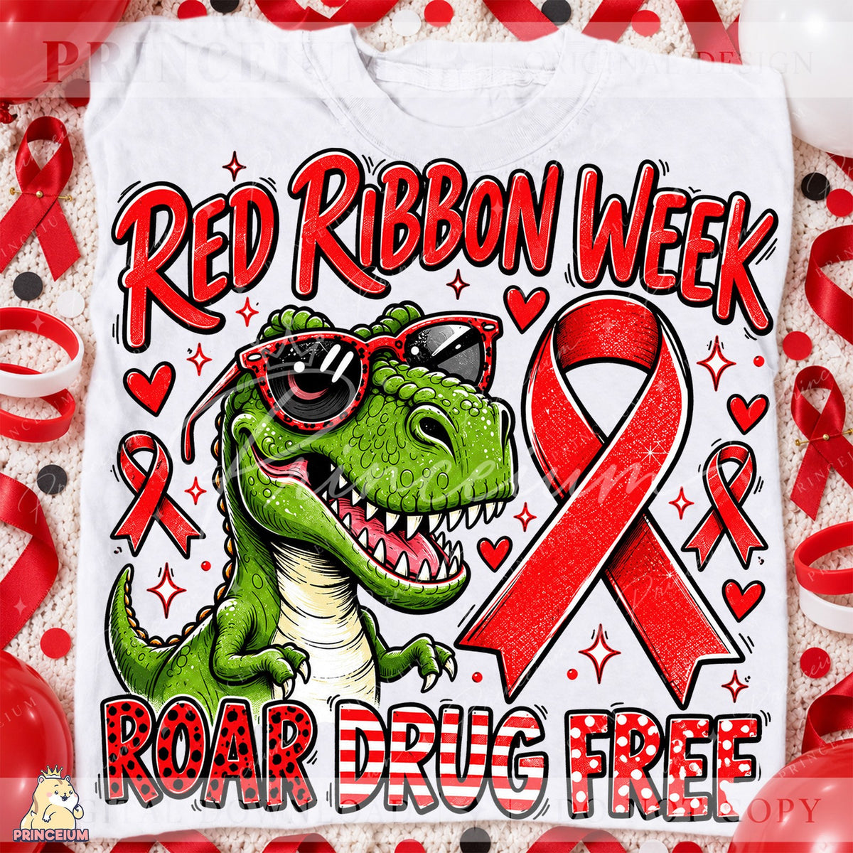 Red Ribbon Week Dinosaur Roar Drug Free