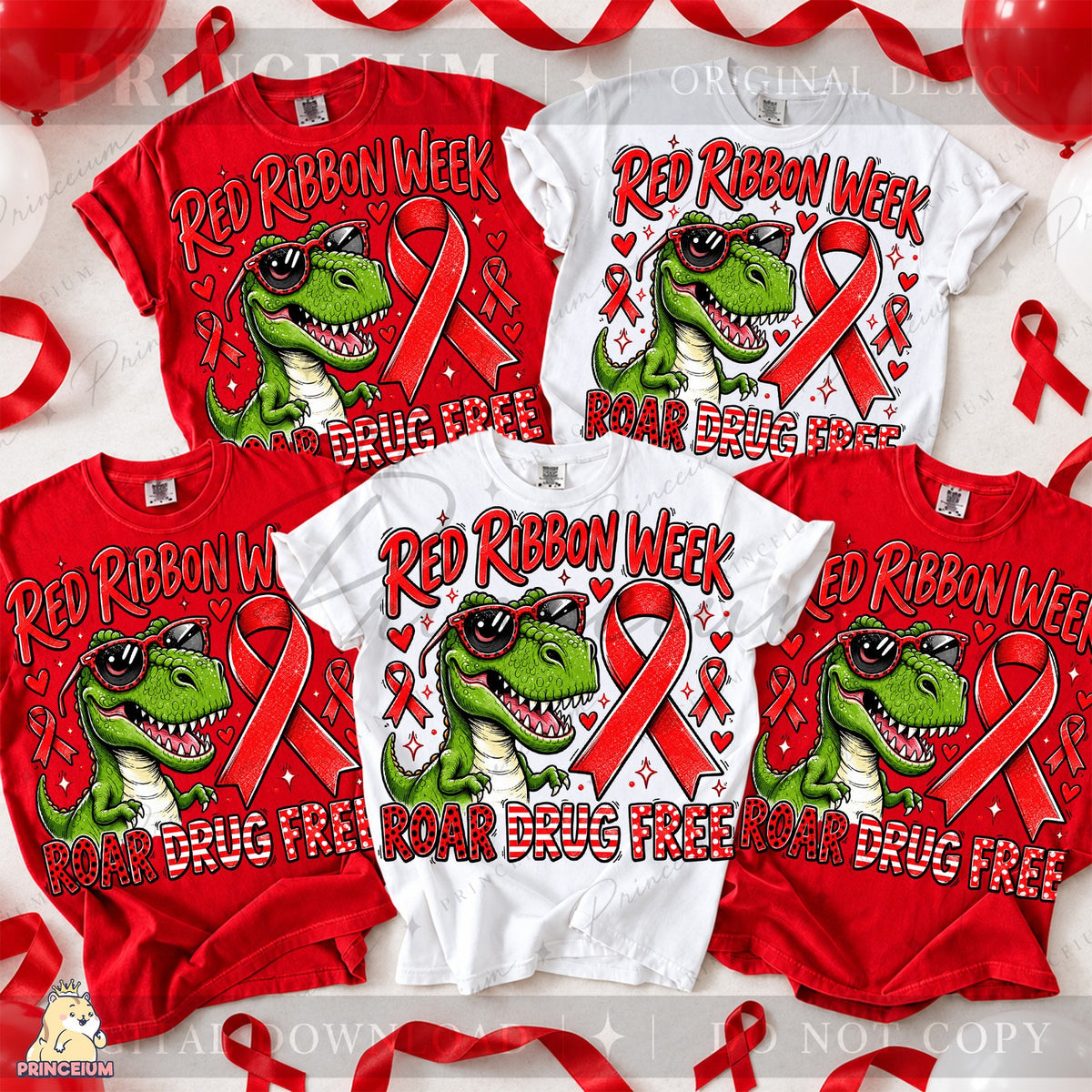 Red Ribbon Week Dinosaur Roar Drug Free