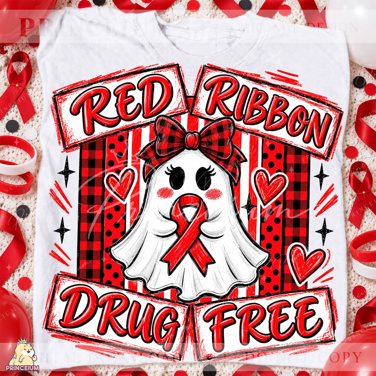Red Ribbon Drug Free Ghost