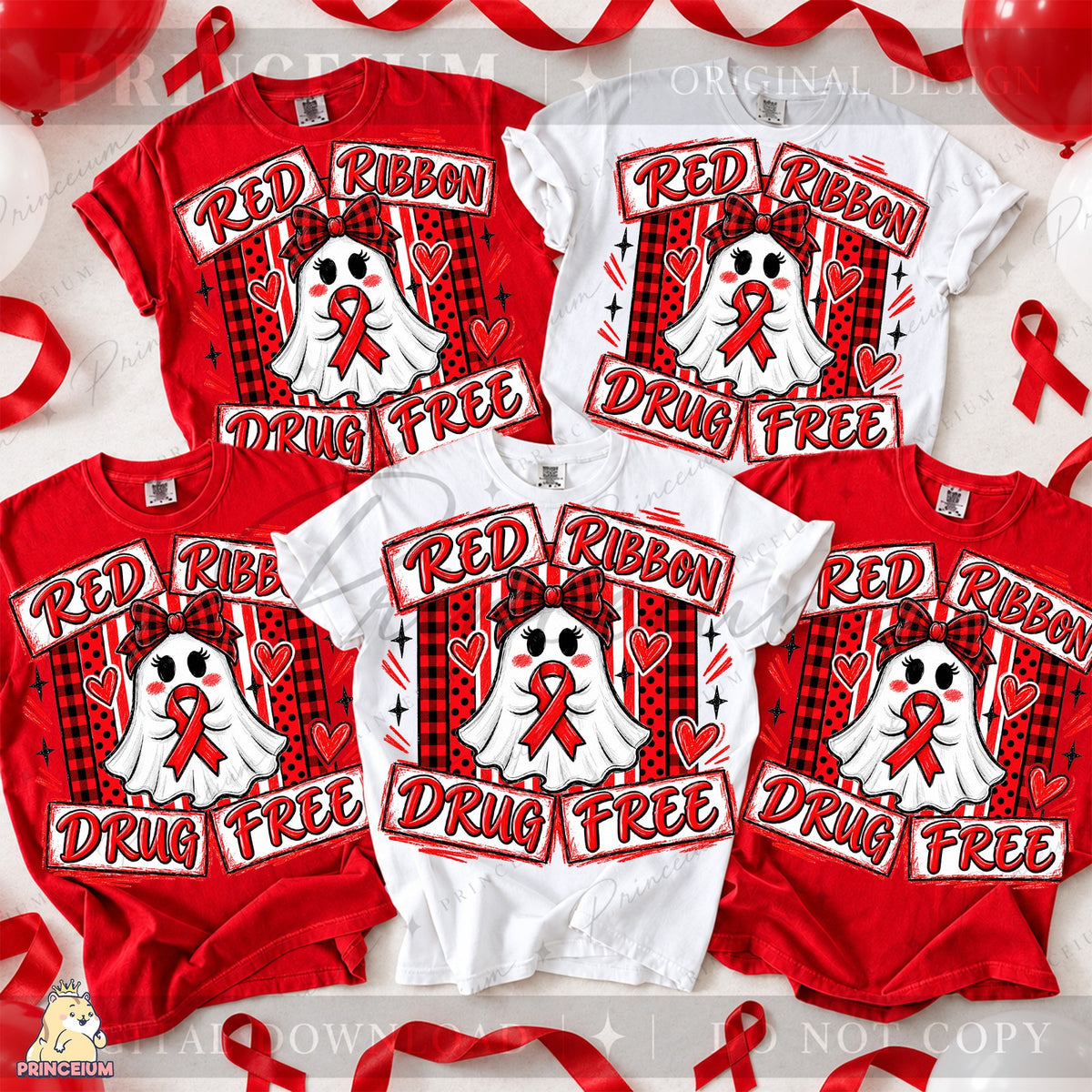 Red Ribbon Drug Free Ghost