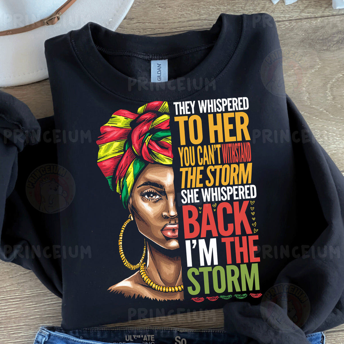 a black t - shirt with a picture of a woman wearing a turban