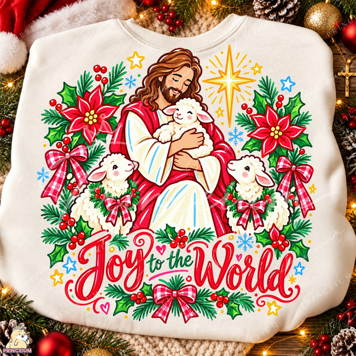 Joy to the World Shepherd and Lambs Front and Back