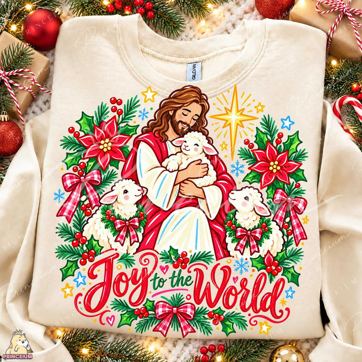 Joy to the World Shepherd and Lambs Front and Back