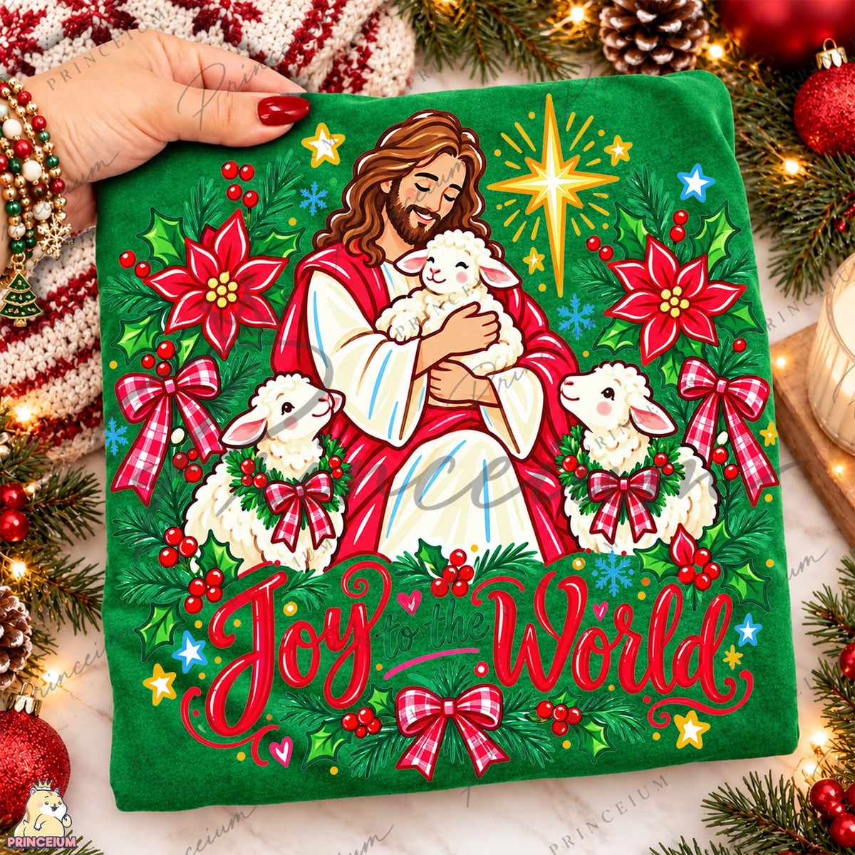 Joy to the World Shepherd and Lambs Front and Back