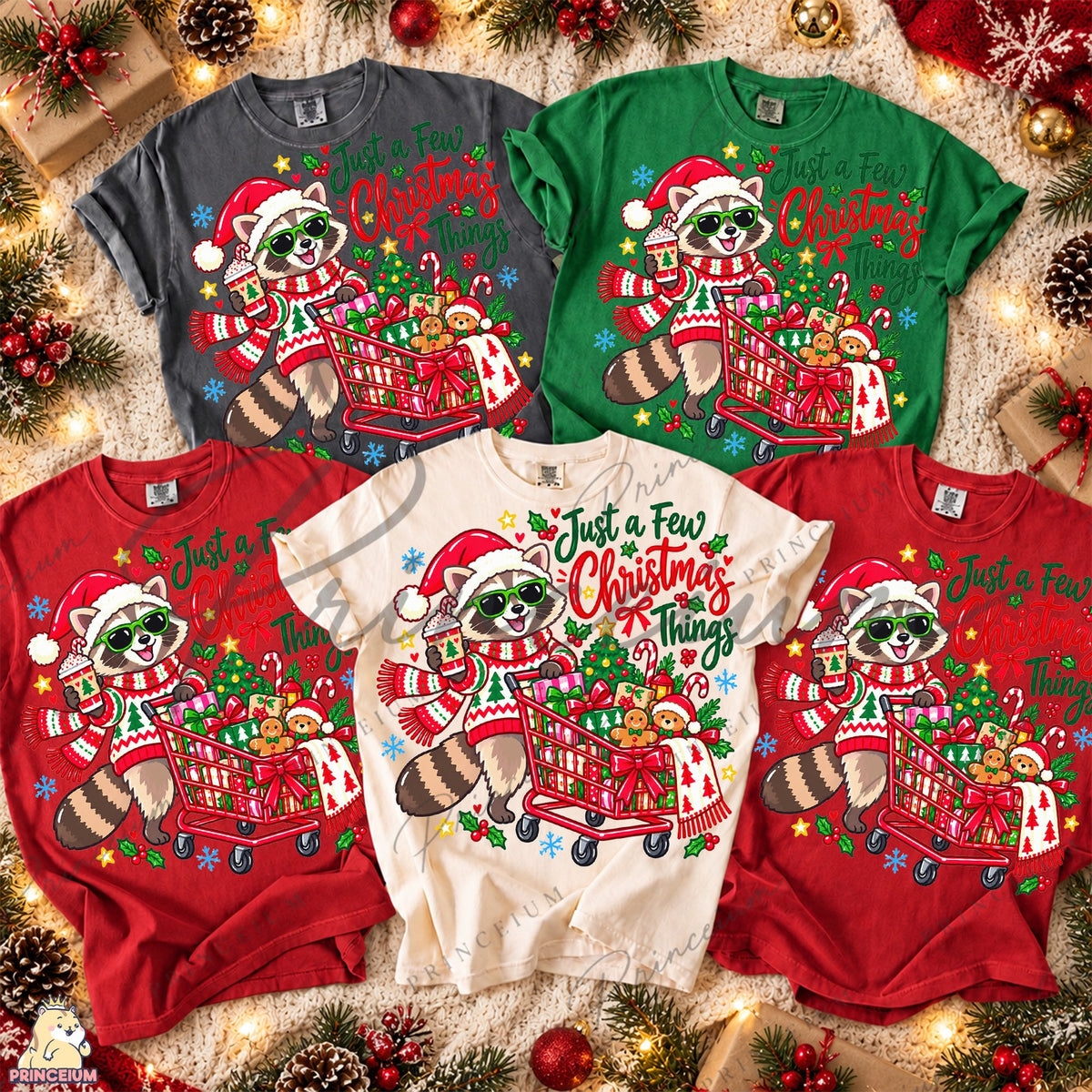 Santa Raccoon Christmas Shopping Front and Back