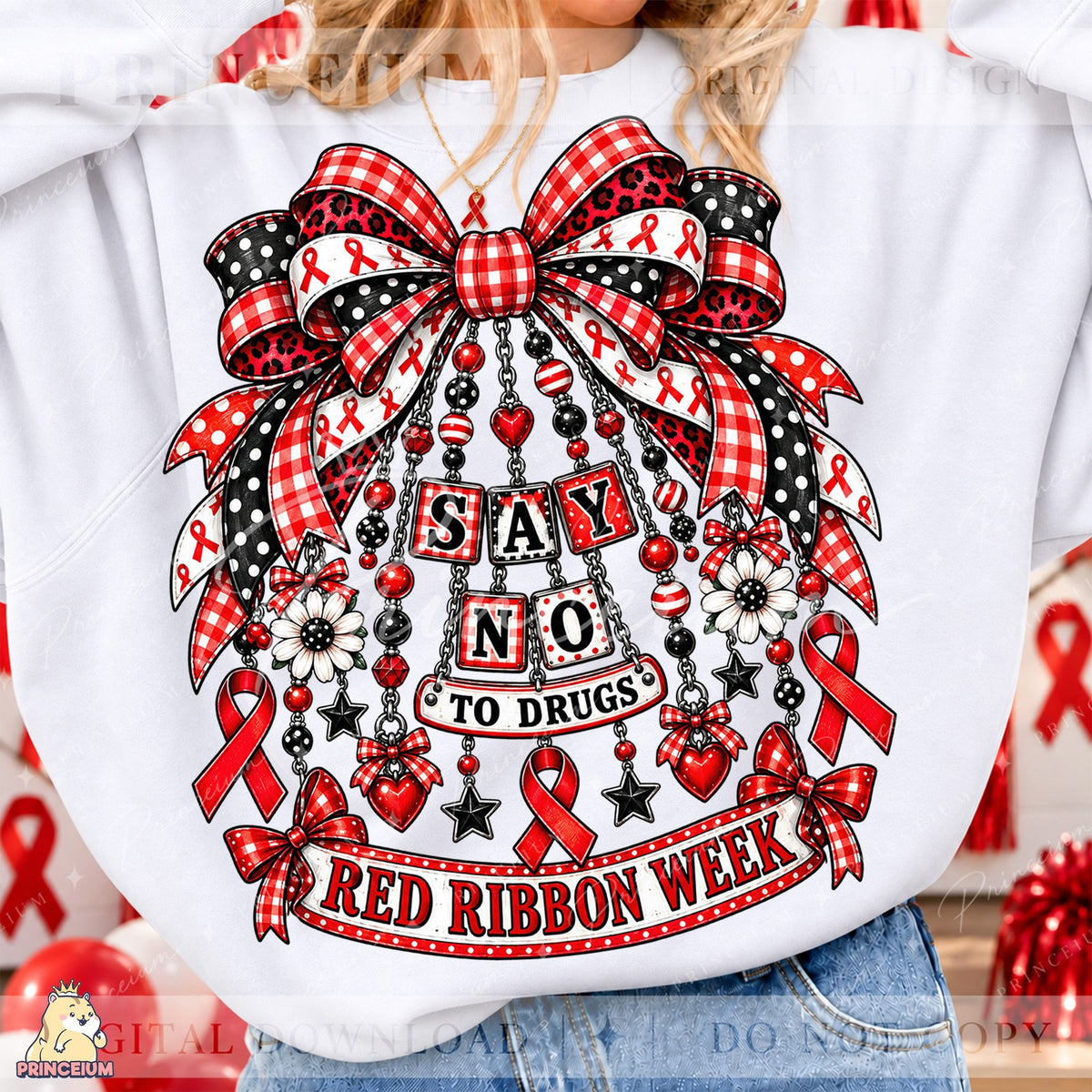 Red Ribbon Week Coquette Bow