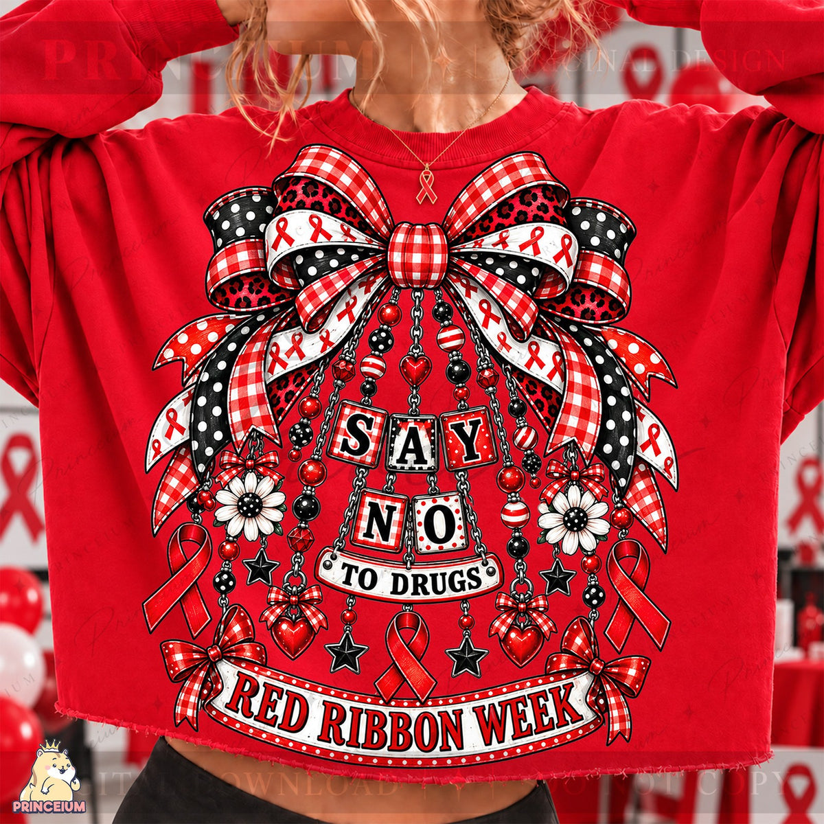Red Ribbon Week Coquette Bow