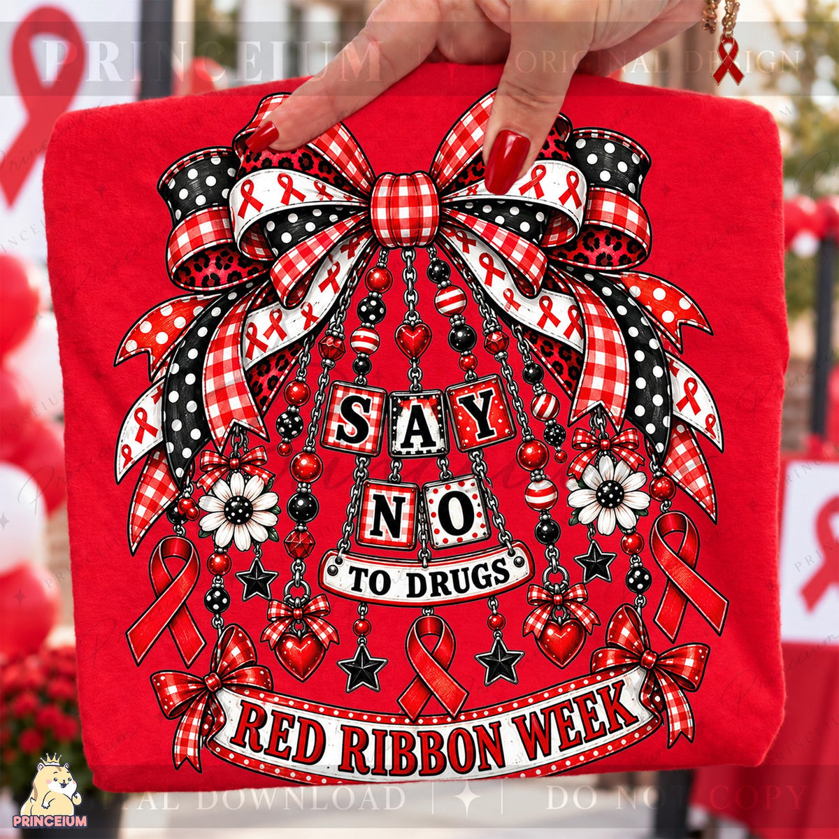 Red Ribbon Week Coquette Bow