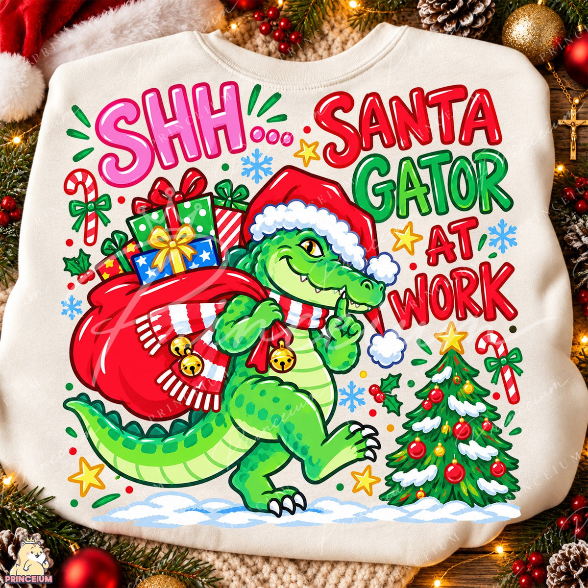 Santa Gator at Work