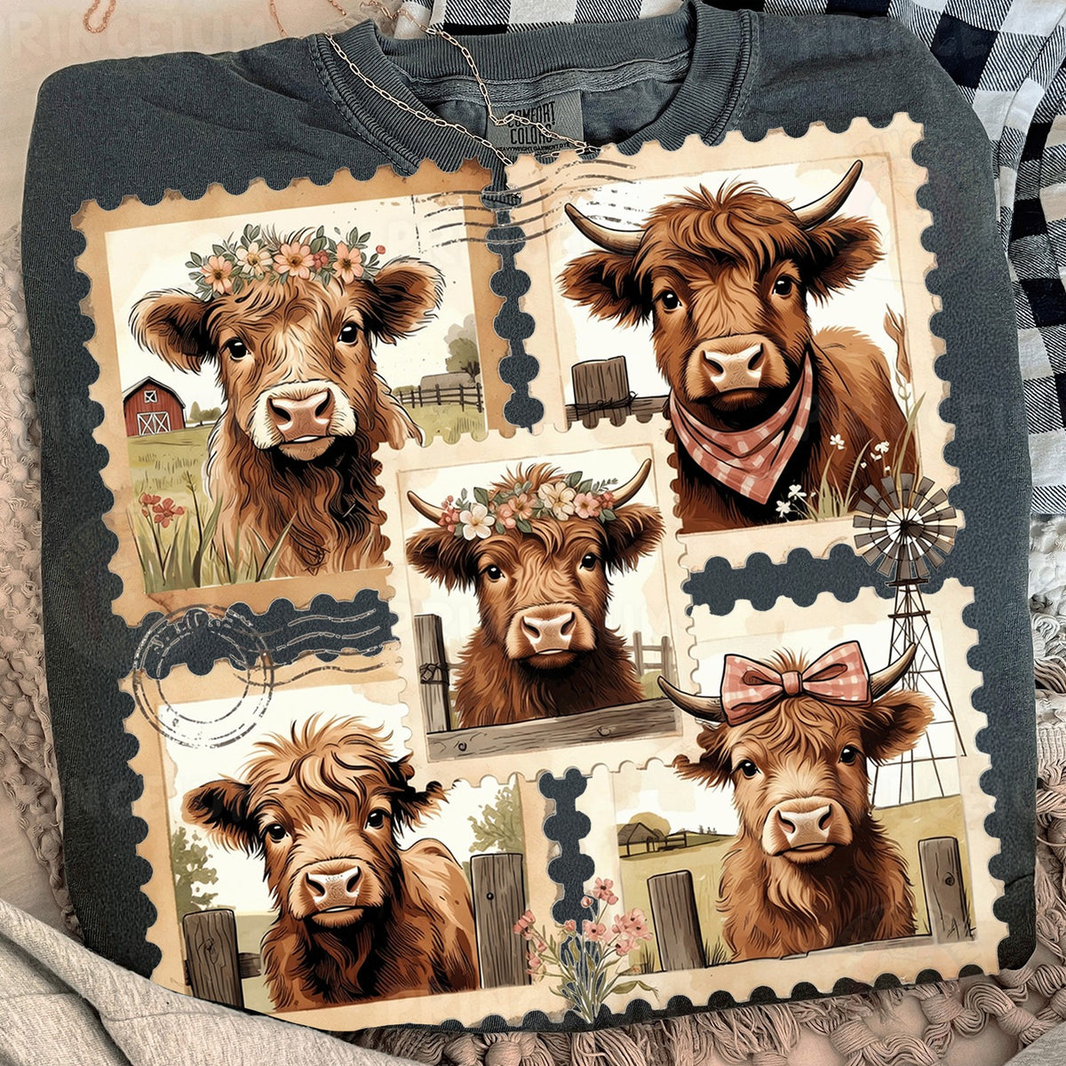 Vintage Highland Cow Stamps