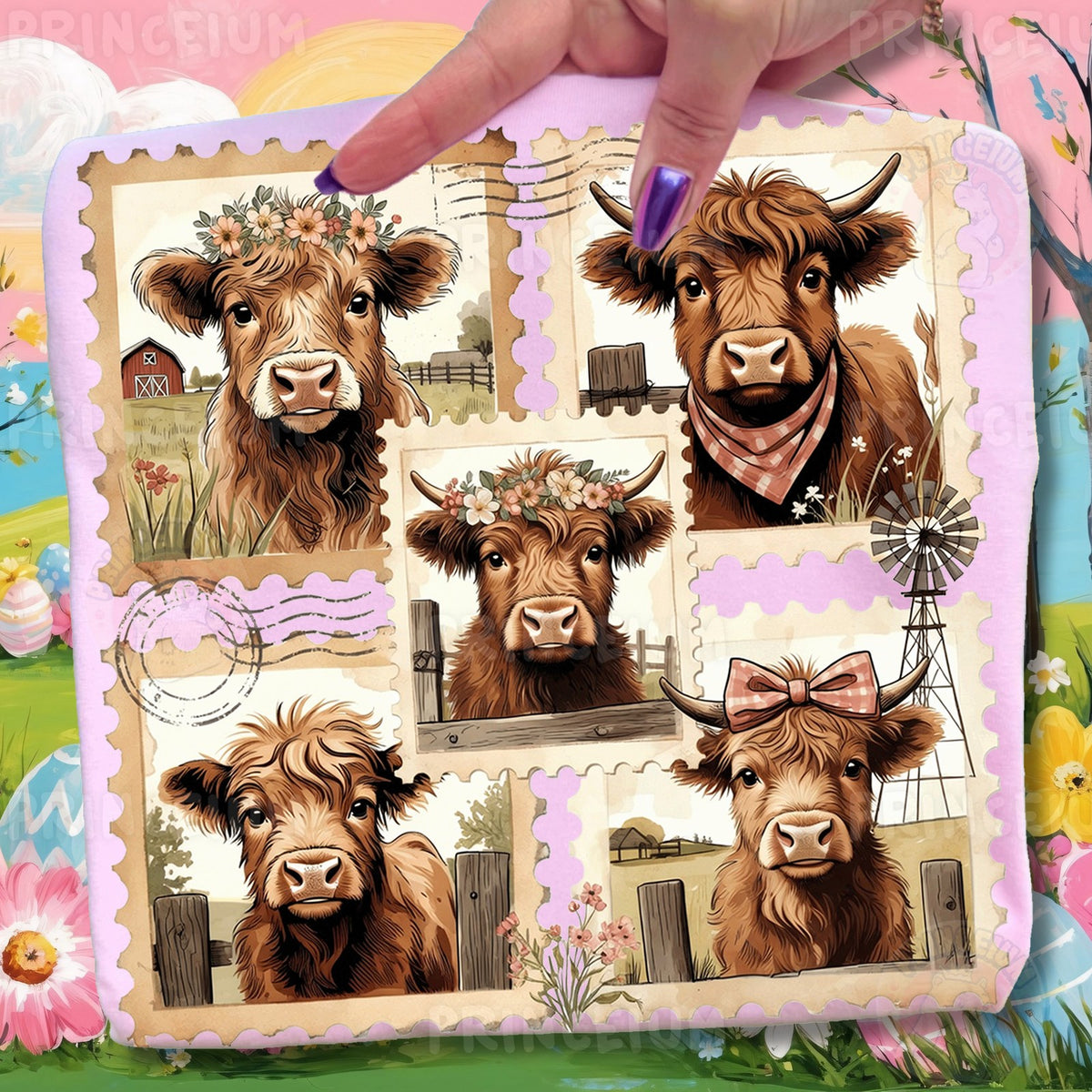 Vintage Highland Cow Stamps