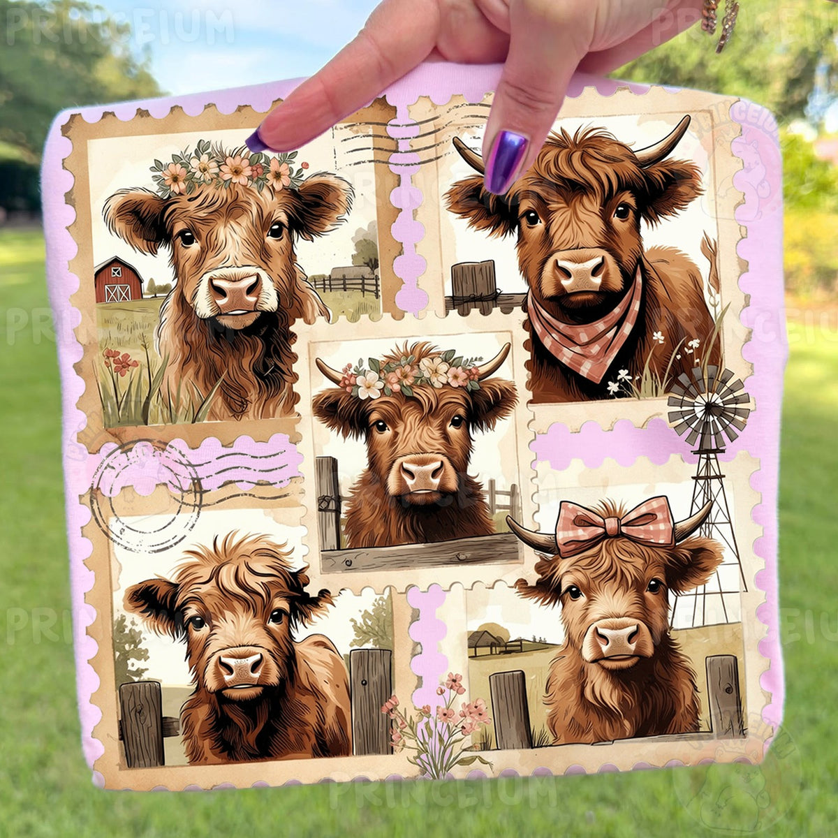 Vintage Highland Cow Stamps