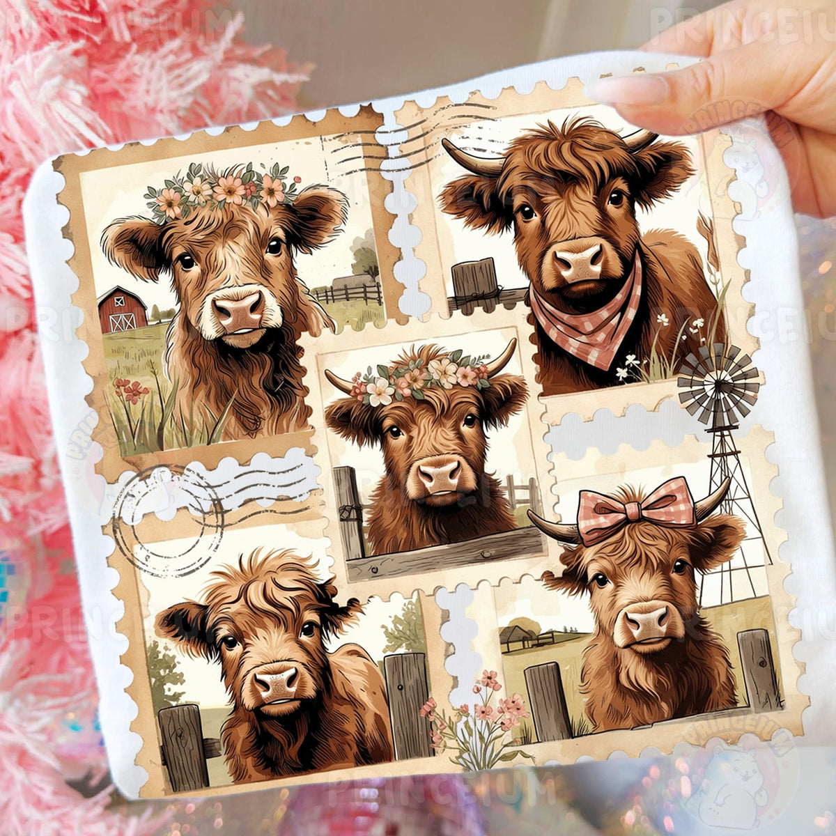 Vintage Highland Cow Stamps