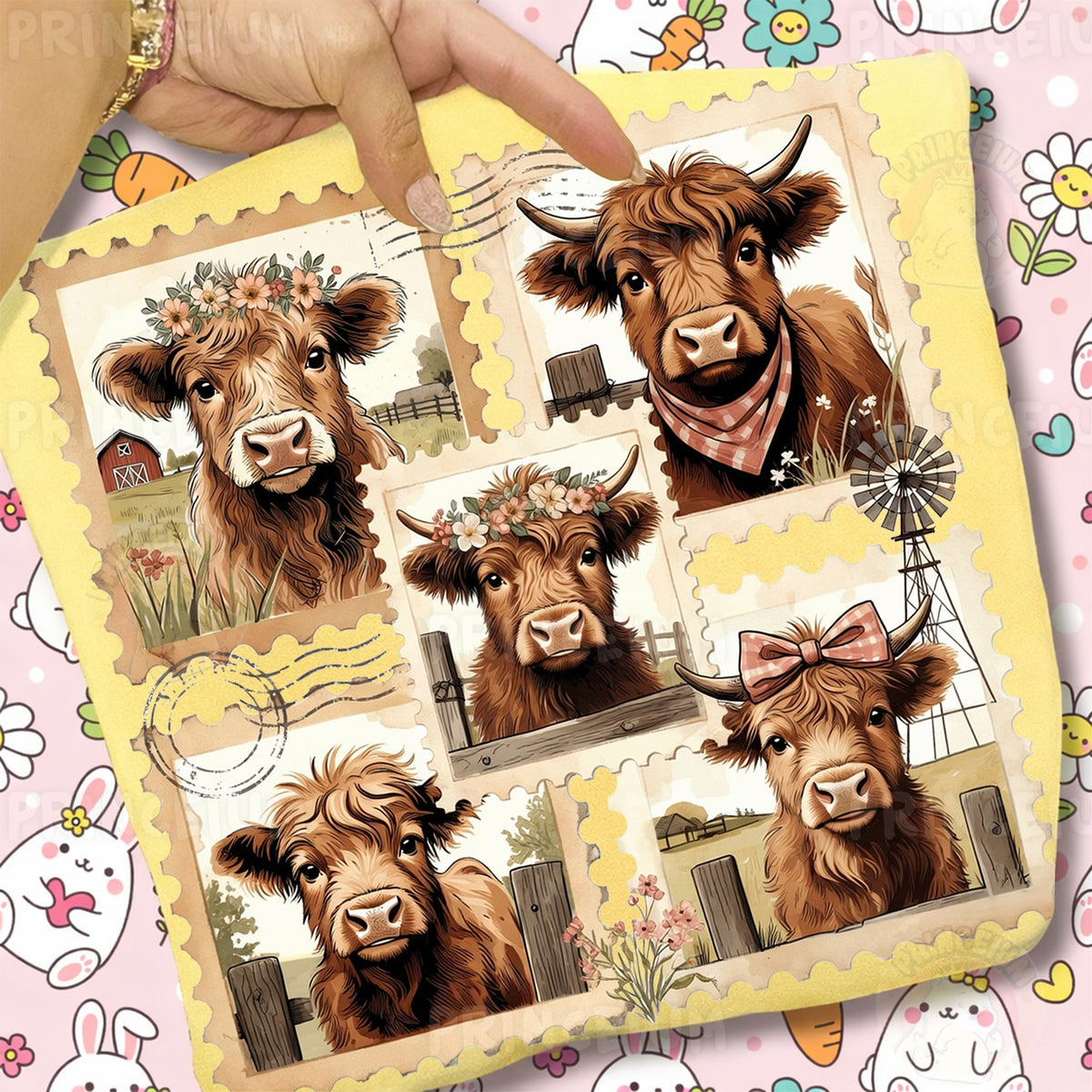 Vintage Highland Cow Stamps