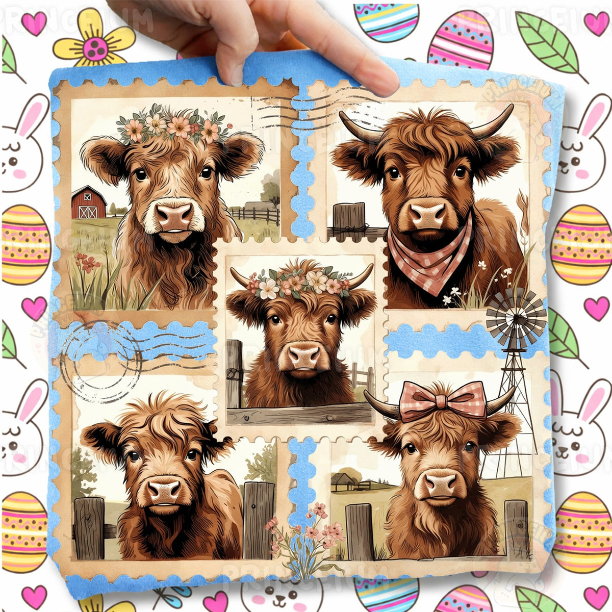Vintage Highland Cow Stamps