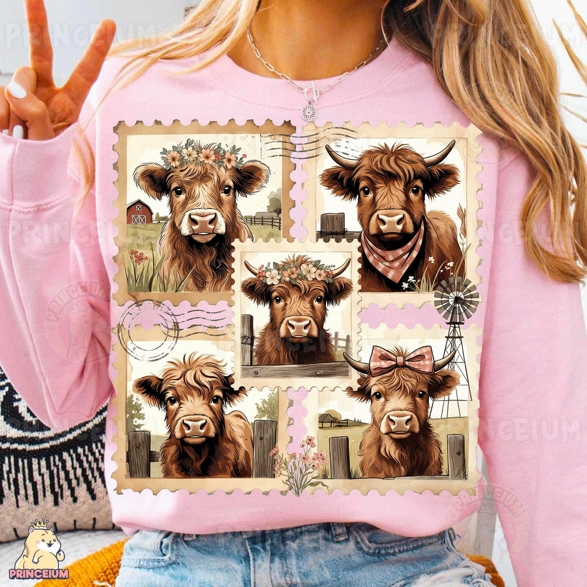 Vintage Highland Cow Stamps