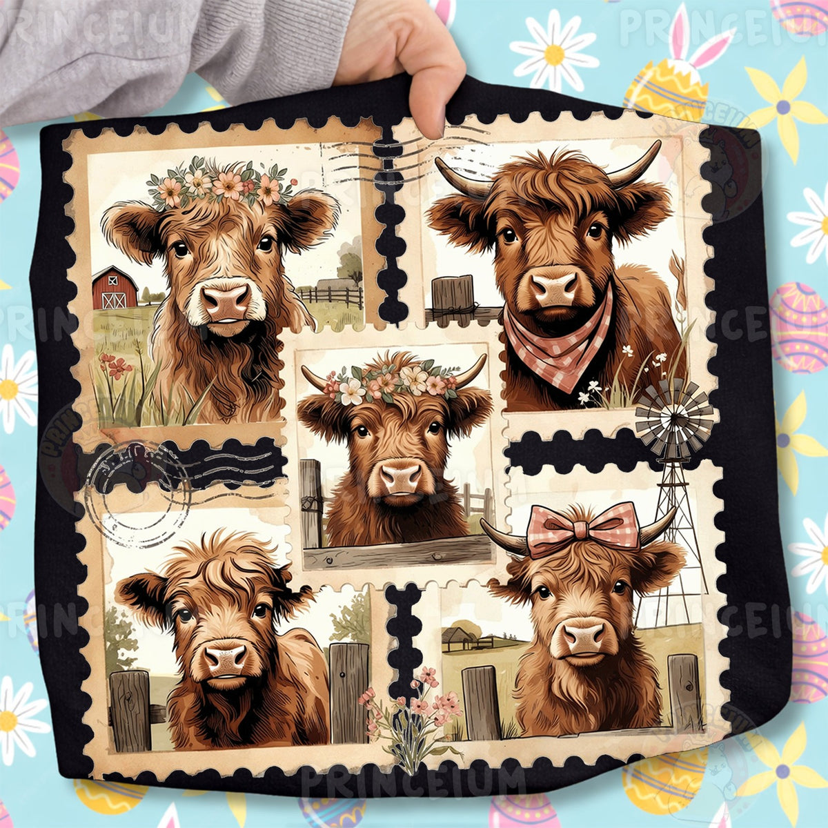 Vintage Highland Cow Stamps