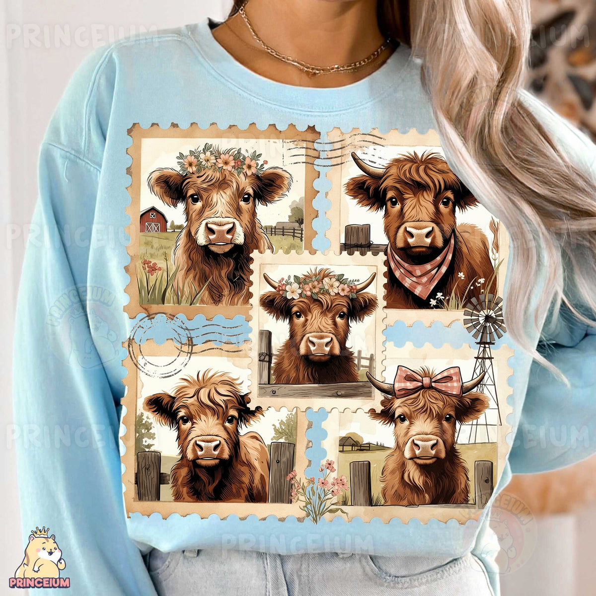 Vintage Highland Cow Stamps