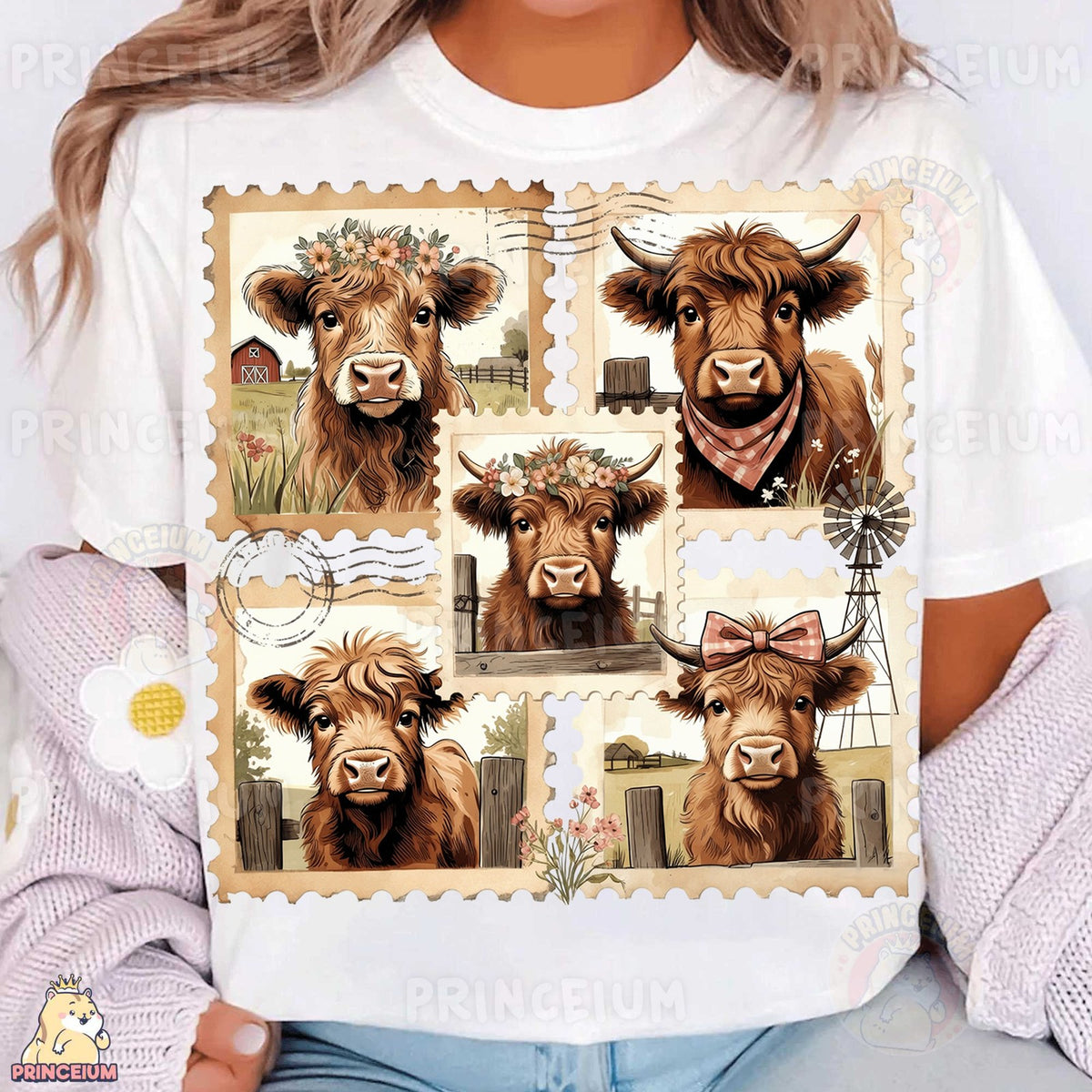 Vintage Highland Cow Stamps