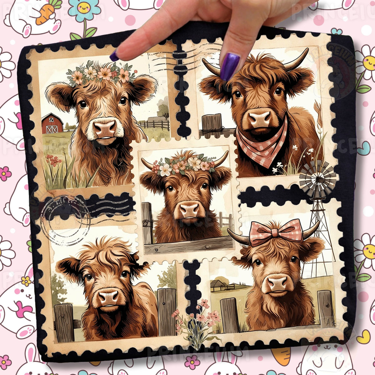 Vintage Highland Cow Stamps