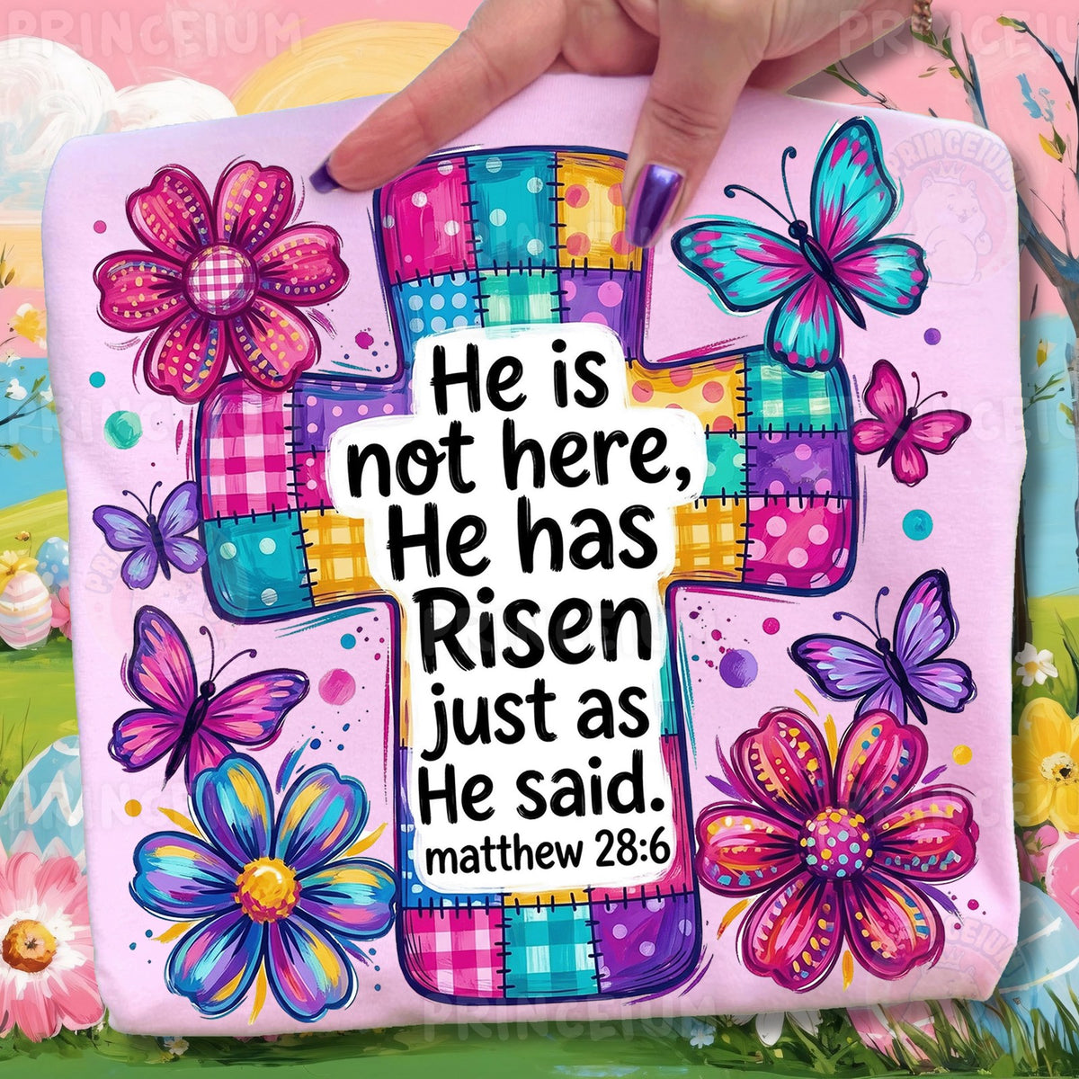 He Has Risen Patchwork Cross