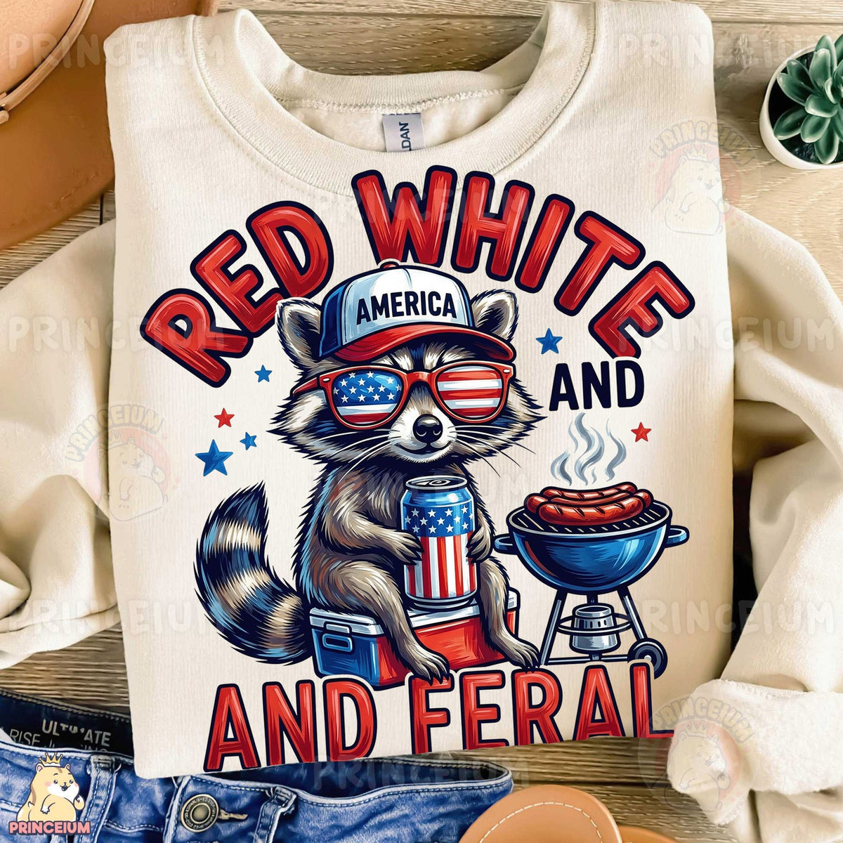 Red White and Feral Raccoon