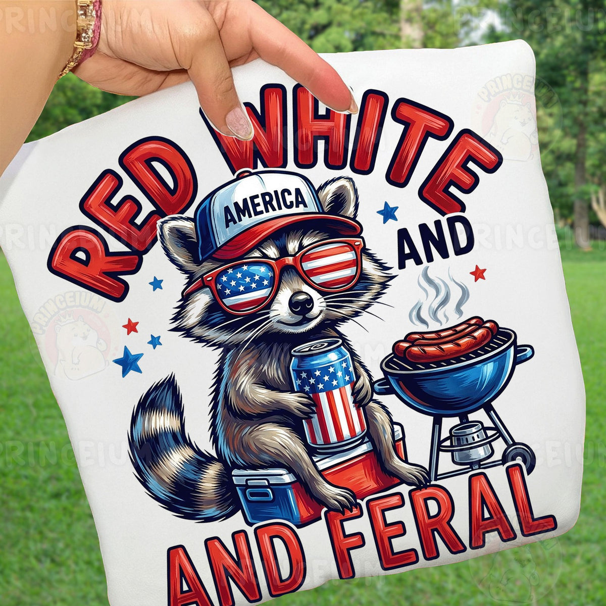 Red White and Feral Raccoon