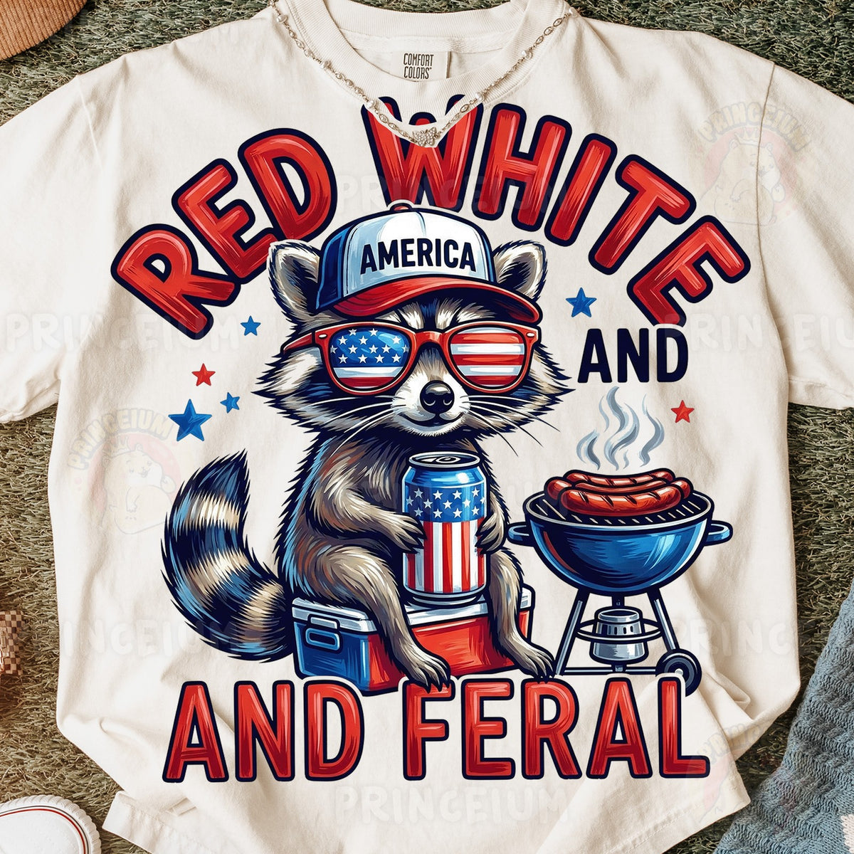 Red White and Feral Raccoon