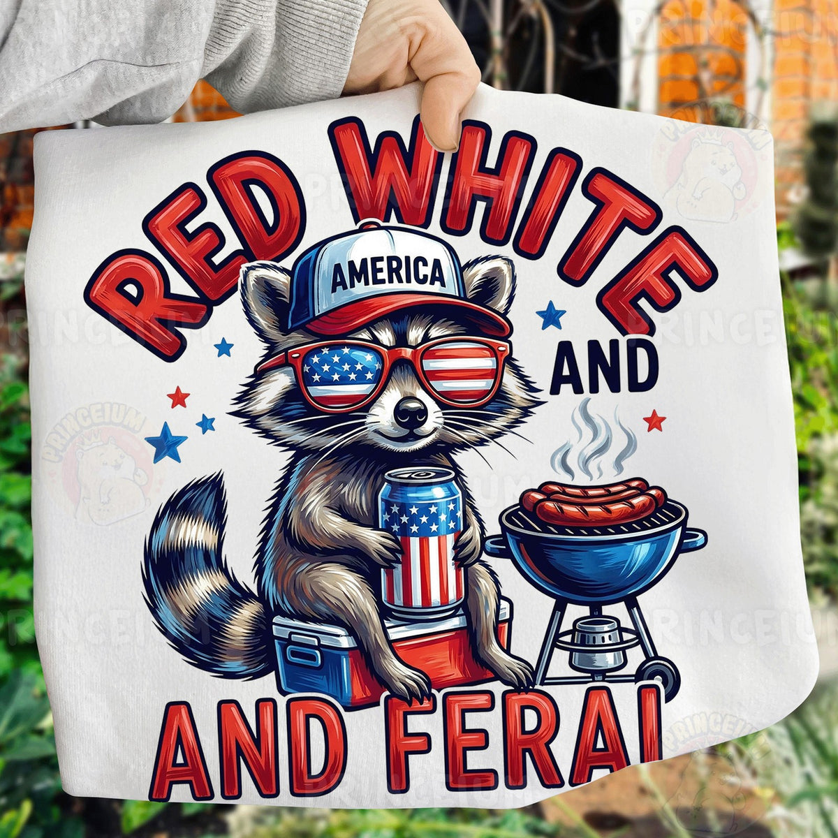 Red White and Feral Raccoon