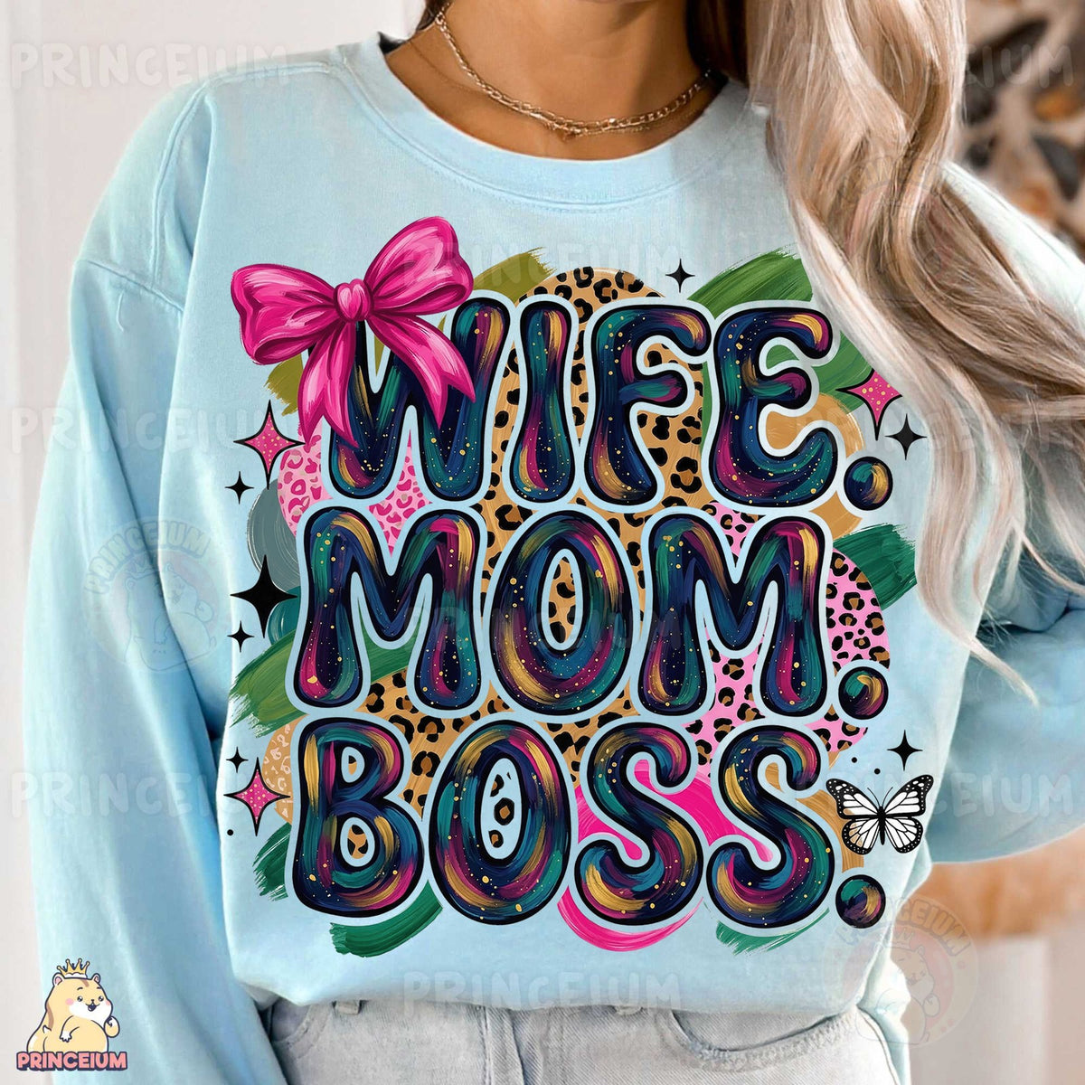 Wife Mom Boss Leopard Bow