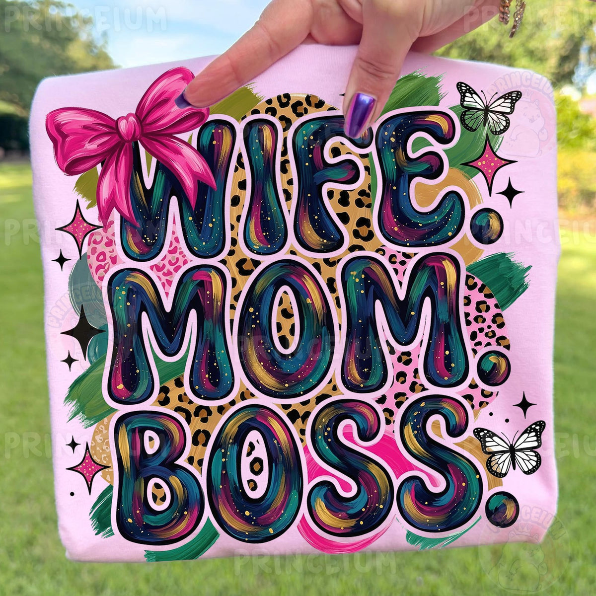 Wife Mom Boss Leopard Bow
