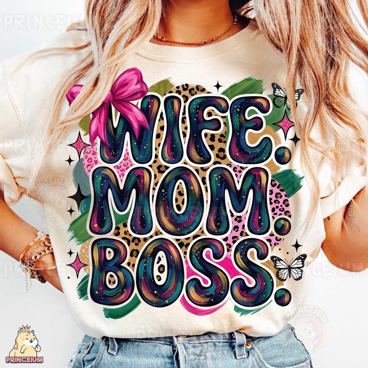 Wife Mom Boss Leopard Bow