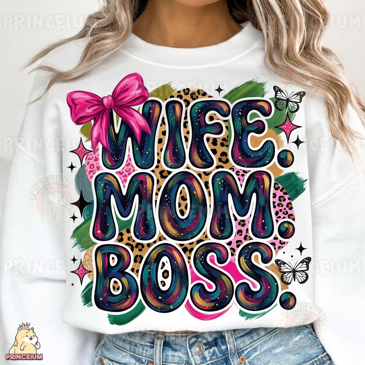Wife Mom Boss Leopard Bow